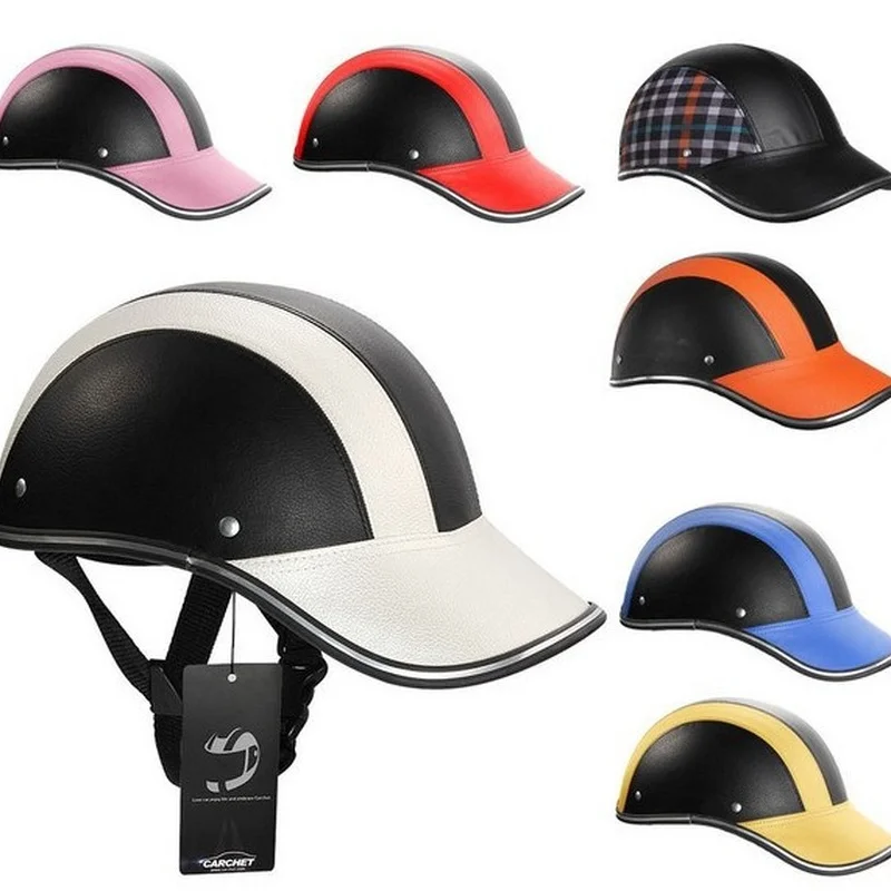 Leather Adjustable Safety Cap Cycling Riding Baseball Helmet Outdoor Sun Protection Electric Vehicle Bicycle Protective Helmet