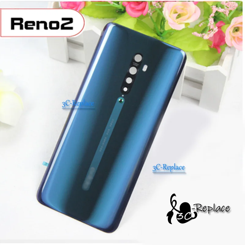 Новинка, 6,5 дюйма, для Oppo Reno2/Reno 2, задняя крышка, крышка для батареи, корпус, чехол, Задняя стеклянная линза, запчасти для замены - Цвет: Ocean Blue