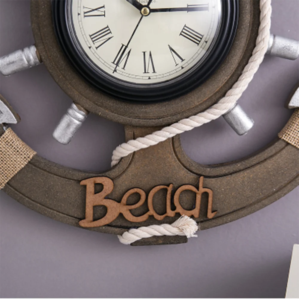 Средиземноморские Ретро часы в форме якоря пляж море тема морской корабль рулевое колесо Декор Настенный декор