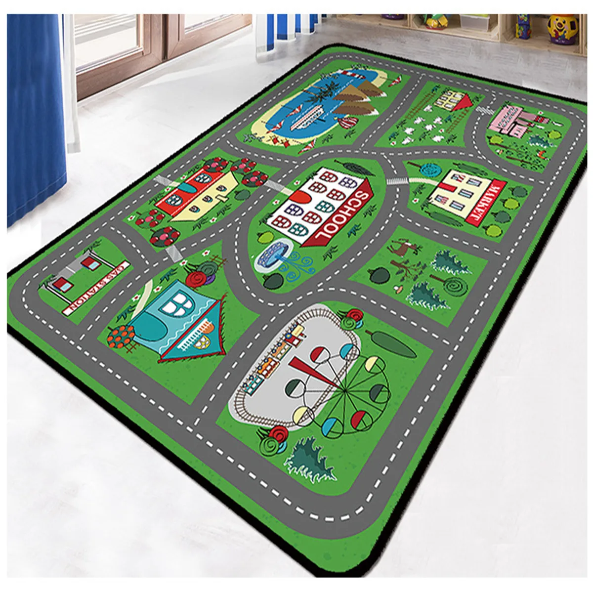 Miniature City Street Carpet Square Anti-Skid Area Floor Mat 3D Rug Non-slip Mat Dining Room Living Soft Carpet Kids Mat 08 city streets carpet 3d printed carpet square anti skid area floor mat rug non slip mat dining room living soft carpet 02