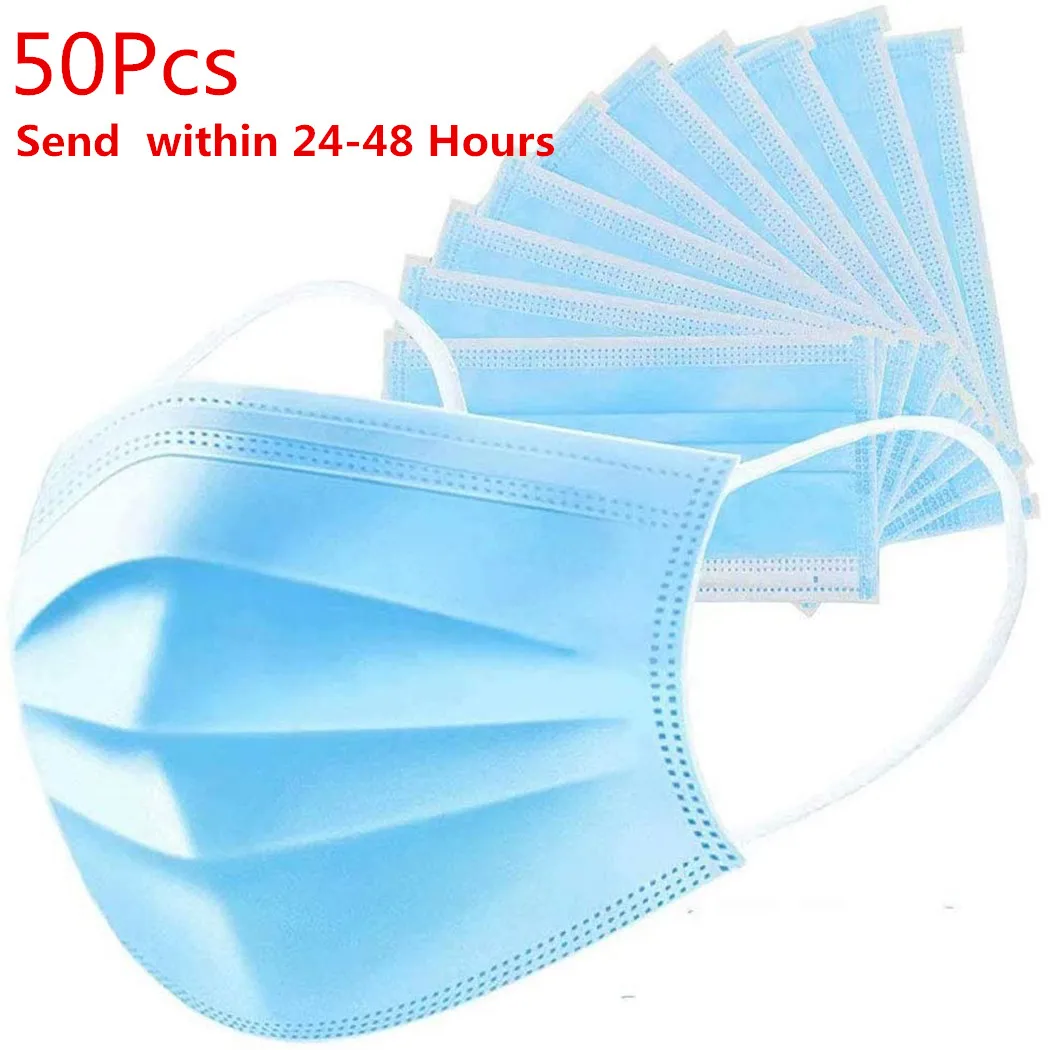 

IN STOCK Fast Shipping 50pcs KN95 Meltblown Mouth Masks Nonwove 3 Layer Disposable Anti-Dust Anti-virus Soft Breathable Masks