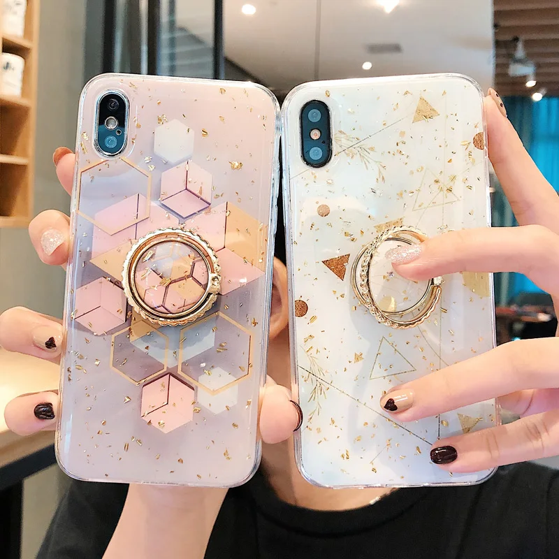 Роскошный Золотой фольгированный чехол Imido для iPhone 11 Pro Max 8 / 7plus/6S мягкий женщин X R x