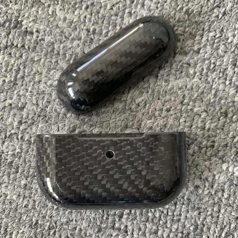 Glossy black JINSERTA роскошный из настоящего углеродного волокна Ультратонкий чехол для наушников для AirPods Pro беспроводные наушники зарядка Защитная крышка - Цвет: Glossy black