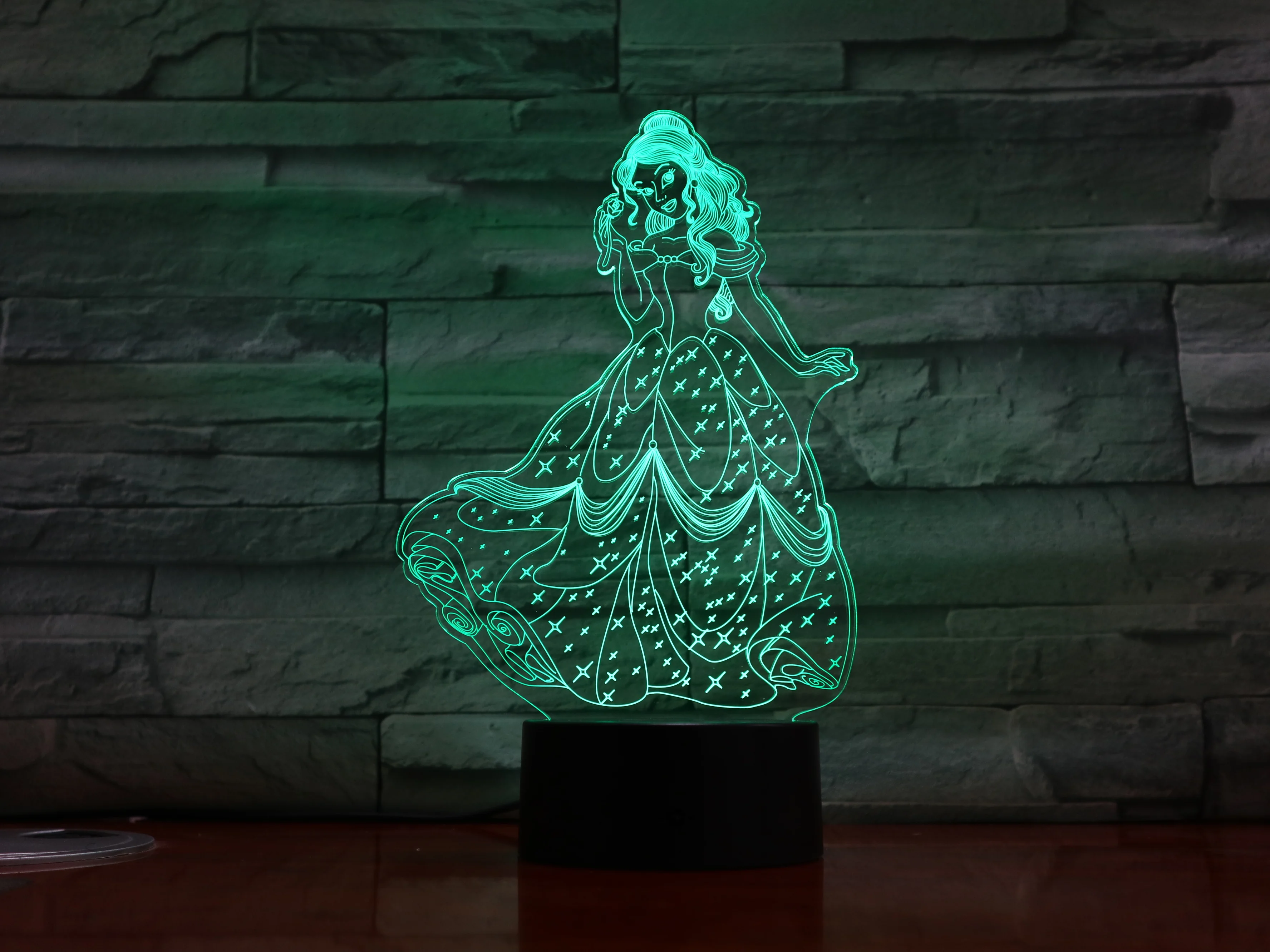 Красавица и Чудовище светодиодный 3d-ночник принцесса Белла Декор для спальни подарок для маленькой девочки ночник для стола ночник Принцесса Белль