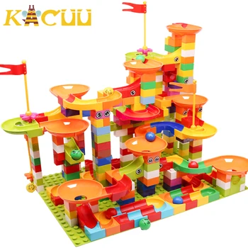 Marble Race Run Block Compatible Duploed Building Blocks Funnel Slide Blocks DIY Assembly Bricks Toys For Children Kids Gift funlock duplo marble run plastic slide 43p blocks crystal snowice building toys for children