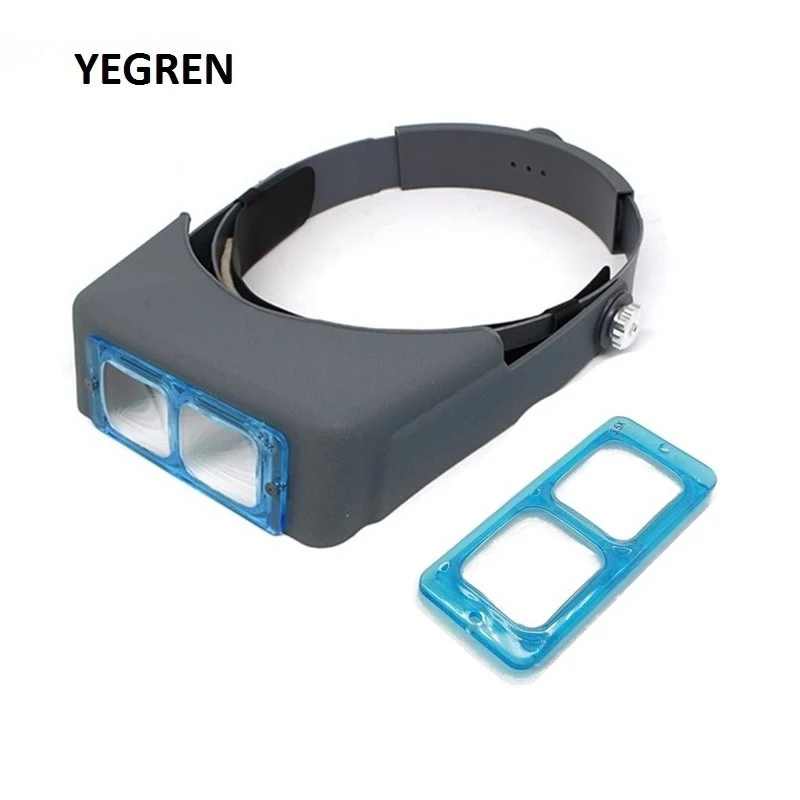 2 Lens Head Wearing Magnifier 1.5X 2X 2.5X 3.5X Optional Hand Free Headband Magnifying Glass for Jewelry Appreciation