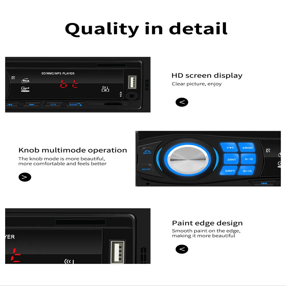 Bluetooth Autoradio 12V Car Stereo Radio FM Aux-IN Input Receiver SD USB In-dash 1 Din Car Radio MP3 Multimedia Player