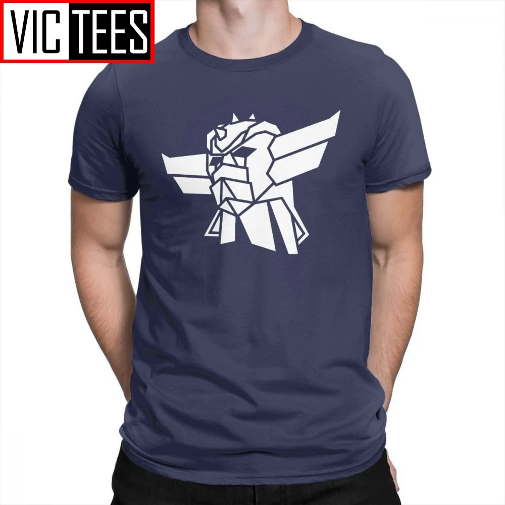 Goldorak UFO Robot Grendizer футболка костюм Короткие рукава очищенный хлопок футболки мужские футболки свободные мужские простой стиль плюс - Цвет: Тёмно-синий