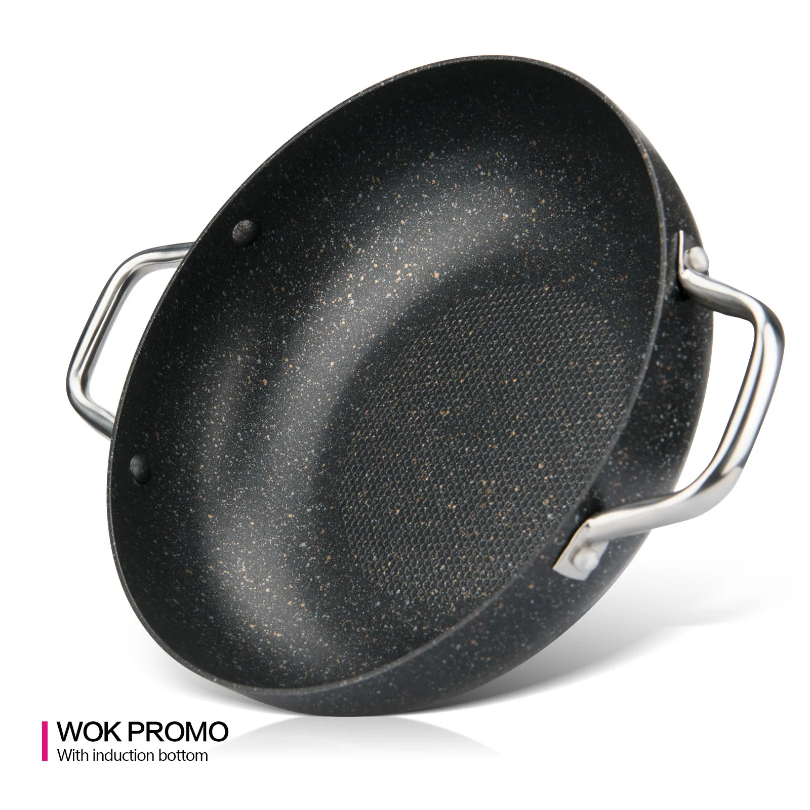 

PROMO series shallow pot with double-sided handle non-stick coating aluminum induction point bottom cooker