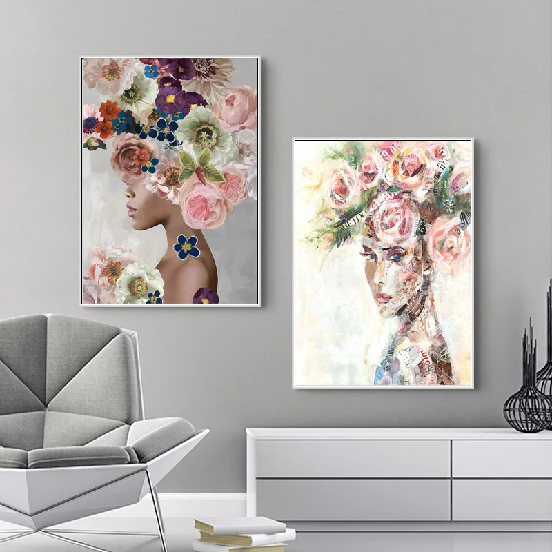 NORDIC STYLE FANCY FLOWER CANVAS PAINTING WALL PICTURE POSTER HOME DECOR FADDISH 