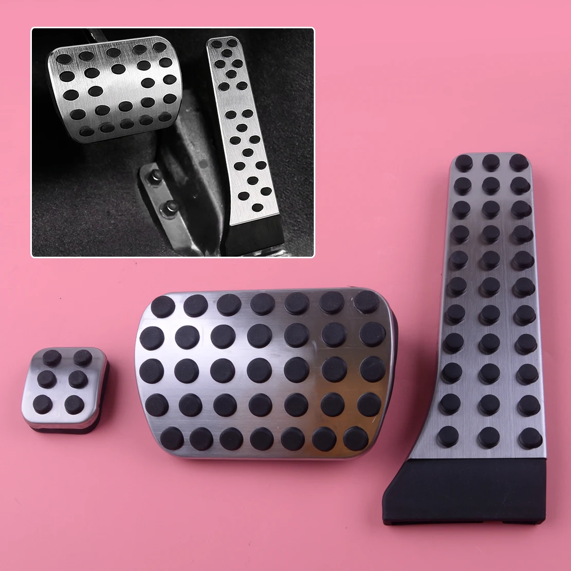 

DWCX 3pcs No Drill Gas Fuel Parking Brake Foot Pedals Cover Pad fit for Benz W222 W212 W172 R172 R231 W204 X204 W218