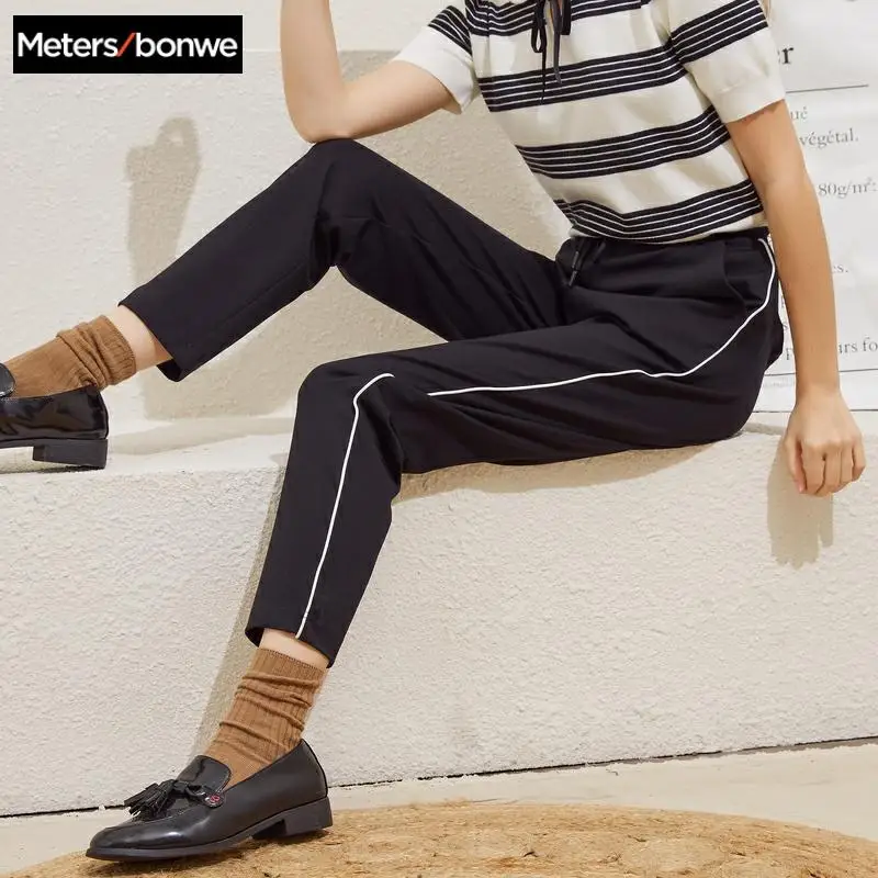 Metersbonwe Mid-waist Sports Pants Women loose Spring 2020 New Sports Drawstring pants Casual simplicity student Sweatpants Metersbonwe Mid-waist Sports Pants Women loose Spring 2020 New Sports Drawstring pants Casual simplicity student Sweatpants