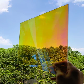 

SUNICE 0.45x15m Window Sticker Glass Film Dichroic Iridescent Sticker Decal Transparent Two-way Colored Film for DIY Cosplay