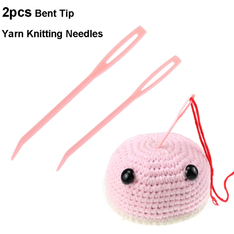2pcs Bent Tip Yarn Knitting Needles Big Eye Sewing Needles Tapestry Darning Needle Arts Craft DIY Sewing Accessories