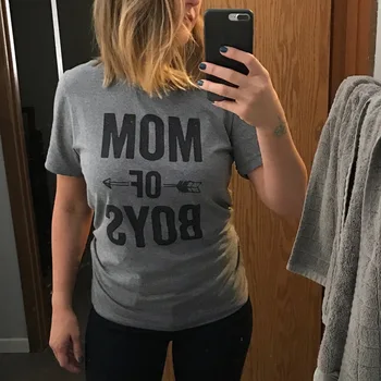 

Fashion Letter MOM OF BOYS Print T Shirt Women Summer Tops Ladies Short Sleeve Casual Loose T-Shirts Women Tee Shirt Femme