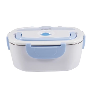 

220V Electric Heated Lunch Box Portable Home Bento Boxes Stainless Steel Food Container EU Plug Blue