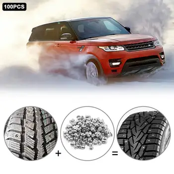 

100pcs Aluminum Winter Wheel Lugs Car Tires Studs Screw Car Snow Spikes Wheel Tyre Snow Chains Studs For ATV Car Motorcycle Tire