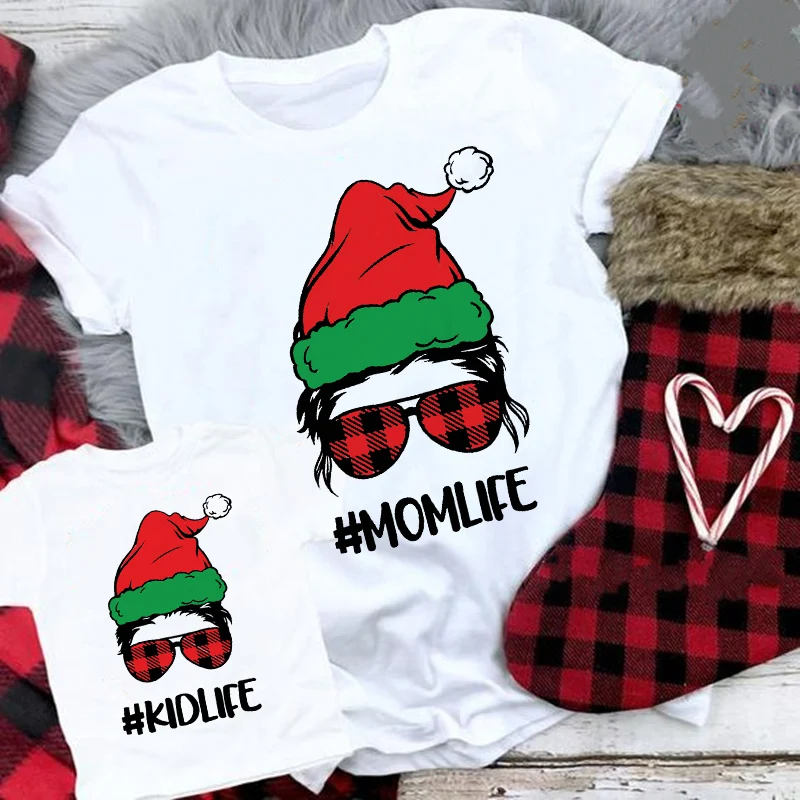 

Family Matching Tshirt Christmas Mommy and Me Clothes Baby Girl T Shirt MOMLIFE KIDLIFE Fashion Family Look Tees Mom Chirl Tops