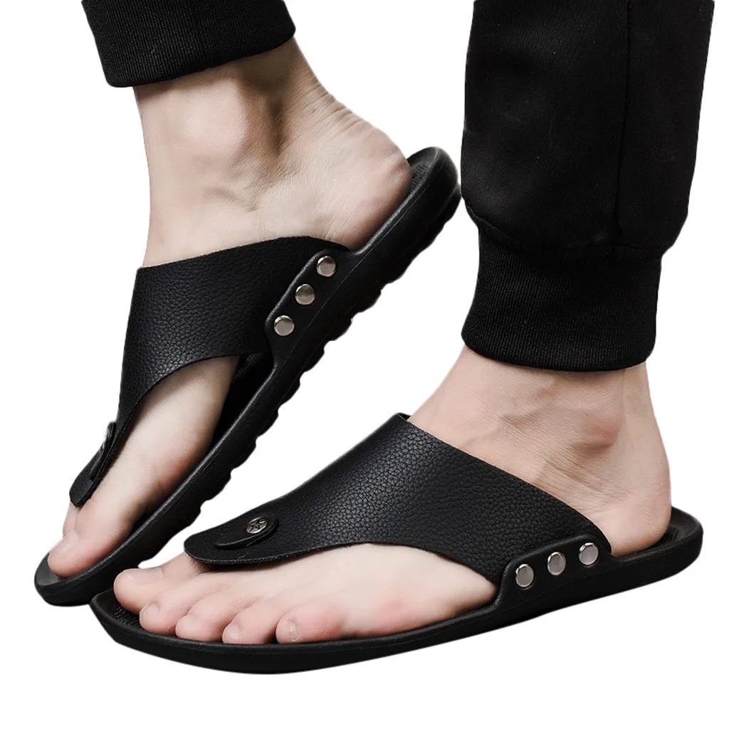 SAGACEMen/летние пляжные шлепанцы в римском стиле; удобные тапочки с открытым носом и Т-образным ремешком; модная повседневная обувь высокого качества;#45