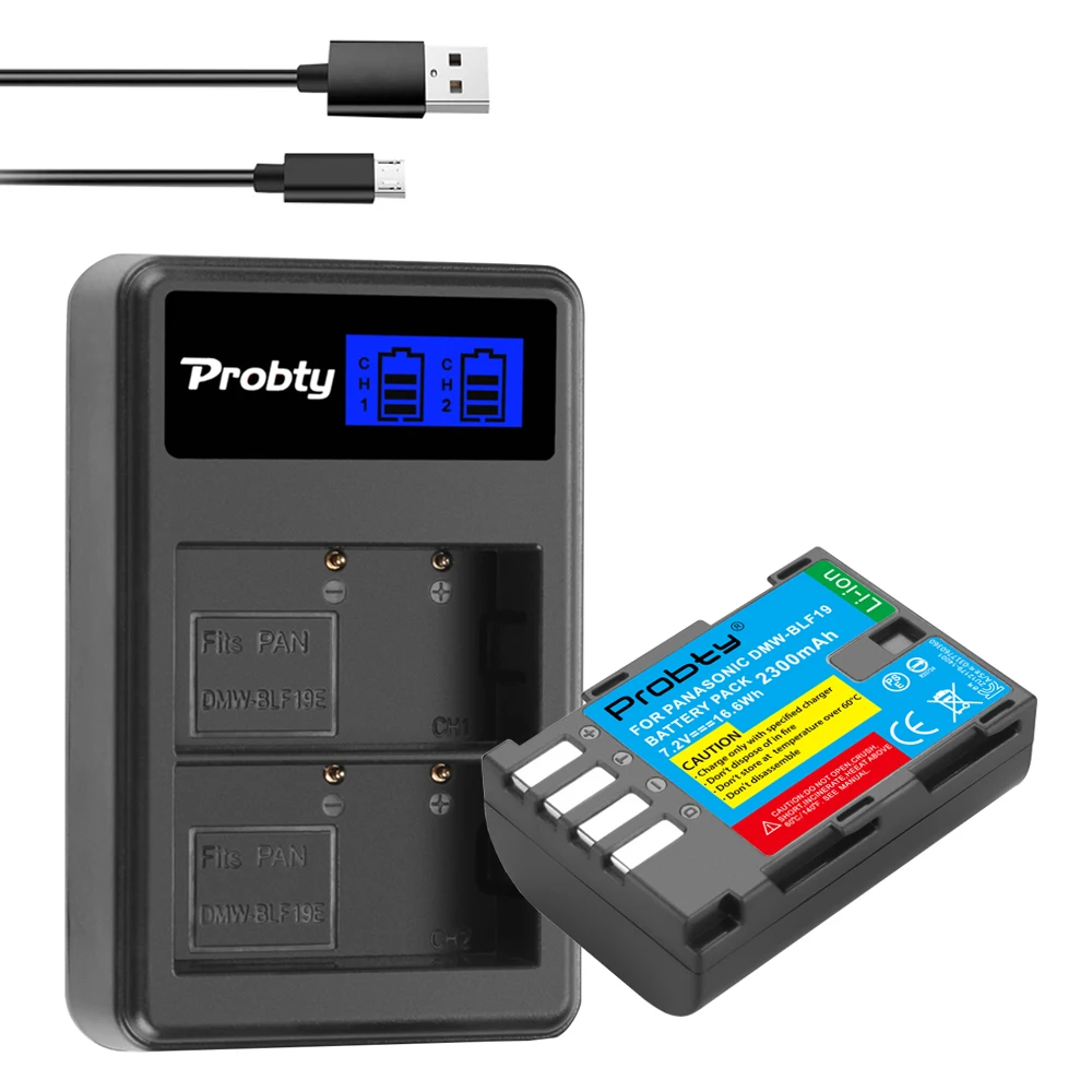 DMW-BLF19E DMW-BLF19 2300mAh Camera Battery DMW BLF19 BLF19E +LCD Dual USB Charger for Panasonic Lumix GH3 GH4 GH5 | Электроника