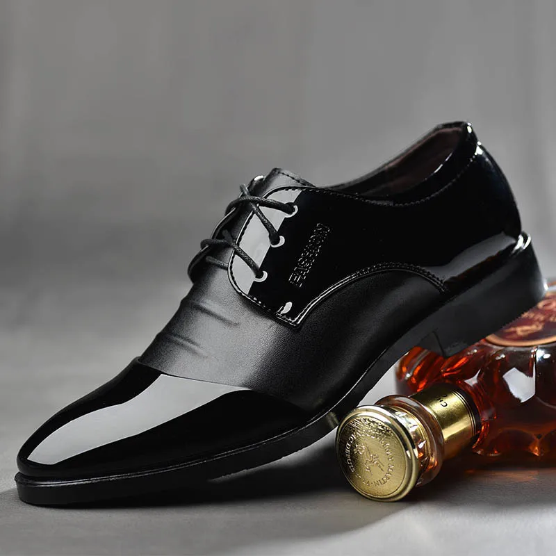 

2018 Spring Autumn Men Leather Shoes British style Business Men Dress Shoes Breathable Male Shoes Lace-up Pointed Toe