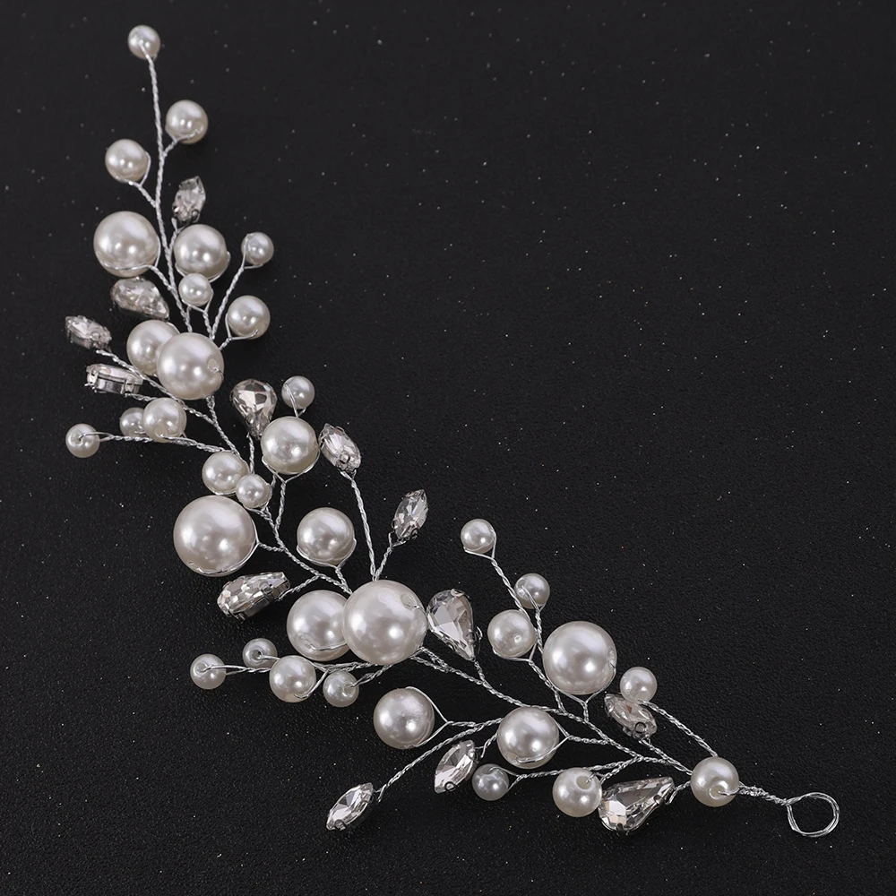 Fashion Silver Pearl Korean Bridal Headband Wedding Accessories For Bride Women Hair Jewelry Bridesmaid Gift Hair Ornaments