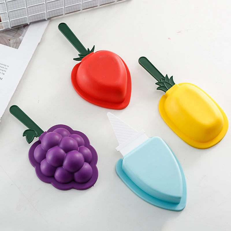 Силиконовая машина для мороженого Форма для фруктов DIY клубника, ананас Формочки Для Мороженного «фруктовый лед» с крышкой леденец Пудинг Форма формы кухонный инструмент