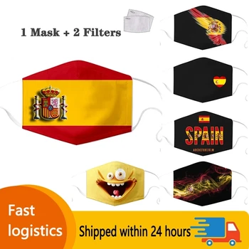 

Spanish Flag Mouth Mask Spain National Emblem 3D Printing Cotton Mascarillas PM2.5 Anti-dust Filter Washable Reusable Mondmasker