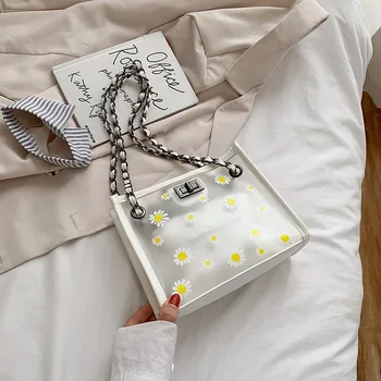 

Louis Transer 2 Pcs Luxury Handbag Women Transparent Bag Clear PVC Jelly Small Shoulder Bag Female Chain Crossbody Messenger Bag