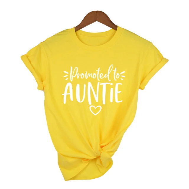 Promoted To Auntie Women's Short Sleeve Tops Tee Summer Funny Casual Short Sleeve T-Shirt New Aunt Tees Aunt To Be Tee Shirt- H32c5f1c0029a45b099e0fcc644525d39X