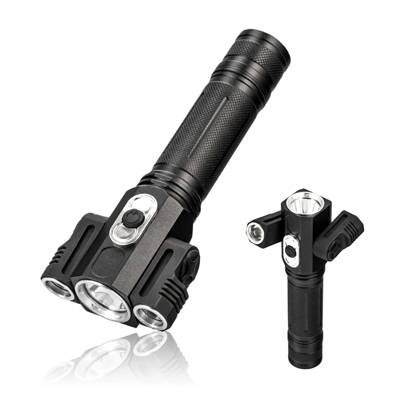 1PC Tactical 10000 Lumen 3 LEDs Rotating LED Flashlight Torch Light 5 Modes 18650 Hunting Camping Light Lamp