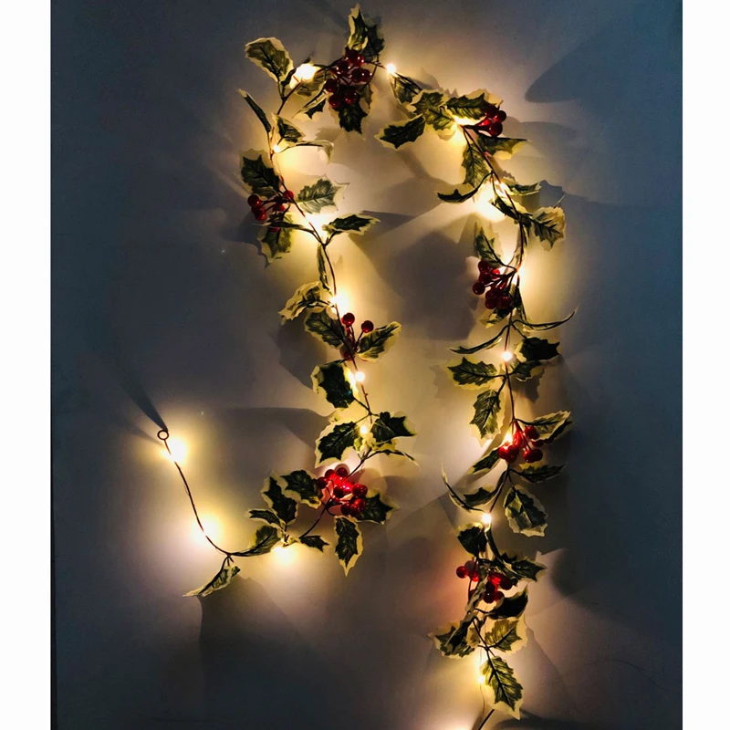 Christmas Thanksgiving String Lights LED Garland Rattan Fruits Copper Wire Light String Festival Gift Garden Home Decorations