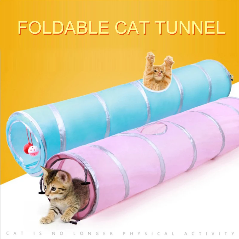 2 цвета складной Crinkle котенок щенок играть кошка туннель для кошек 2 отверстия кошки играть трубы с шариками кошки игрушка Прямая поставка