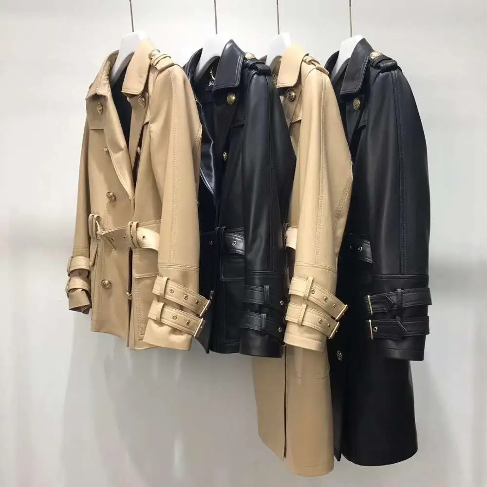 

leather suede coat 2020 women spring real sheepskin jacket short and long style clothes with sashes new fashion dust coat