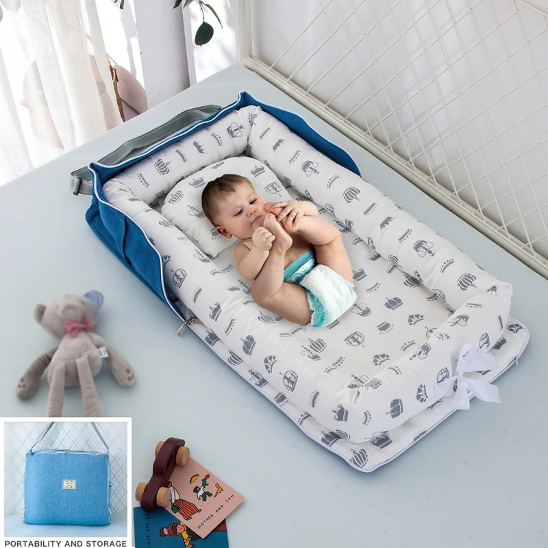Многоцветная детская люлька, простыни, детская люлька для кровати, портативный детский шезлонг для новорожденной кроватки, дышащее гнездо для сна H