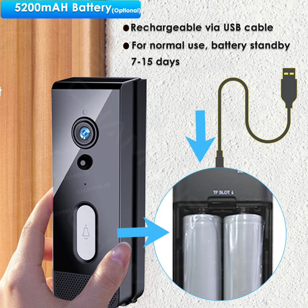 Tuya-Ʈ Ȩ   ī޶ 1080P HD WiFi    IP65 ȭ , 5200mAh ͸ Alexa Google home