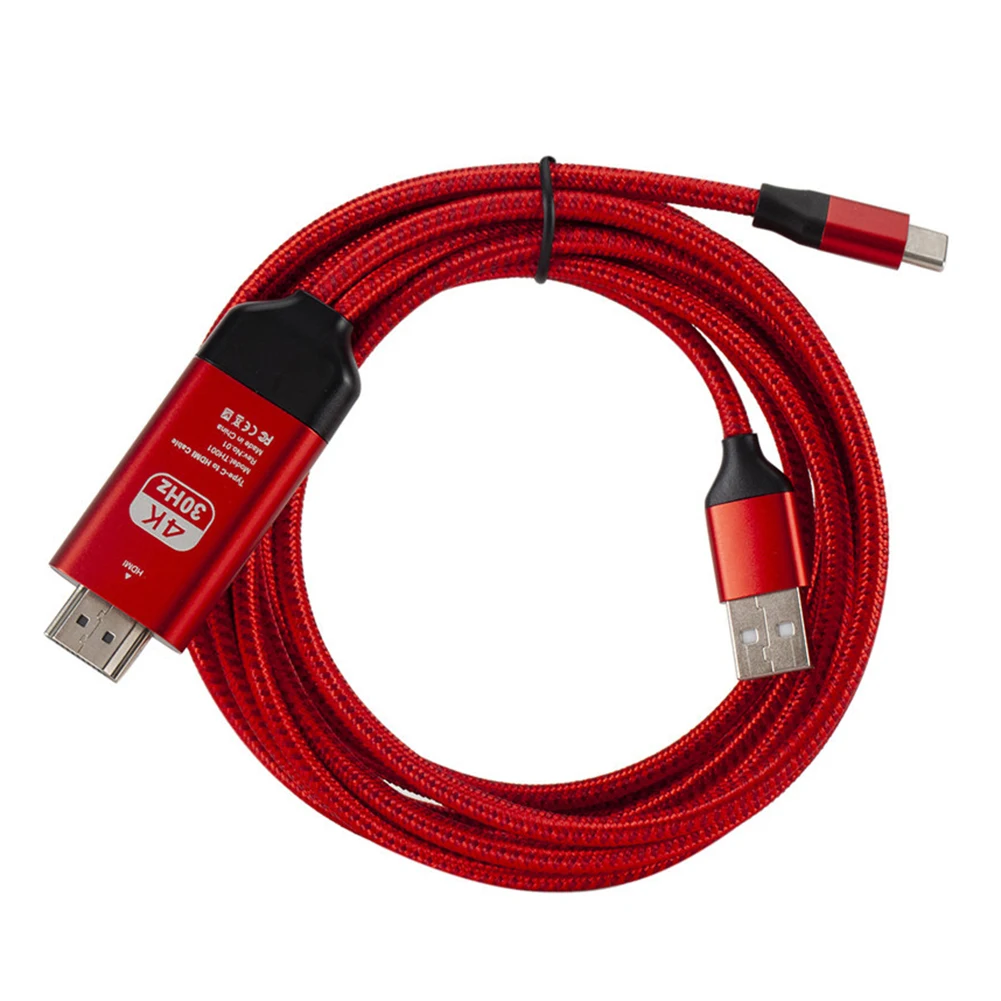 Красный Кабель-адаптер type-C к HDMI HDTV 4K с USB для samsung Galaxy S10 S9 Note 9 OD889 - Цвет: Красный