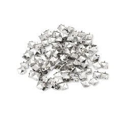 100pcs Square Metal Studs for Punk Fashion and DIY Crafts (Silver)