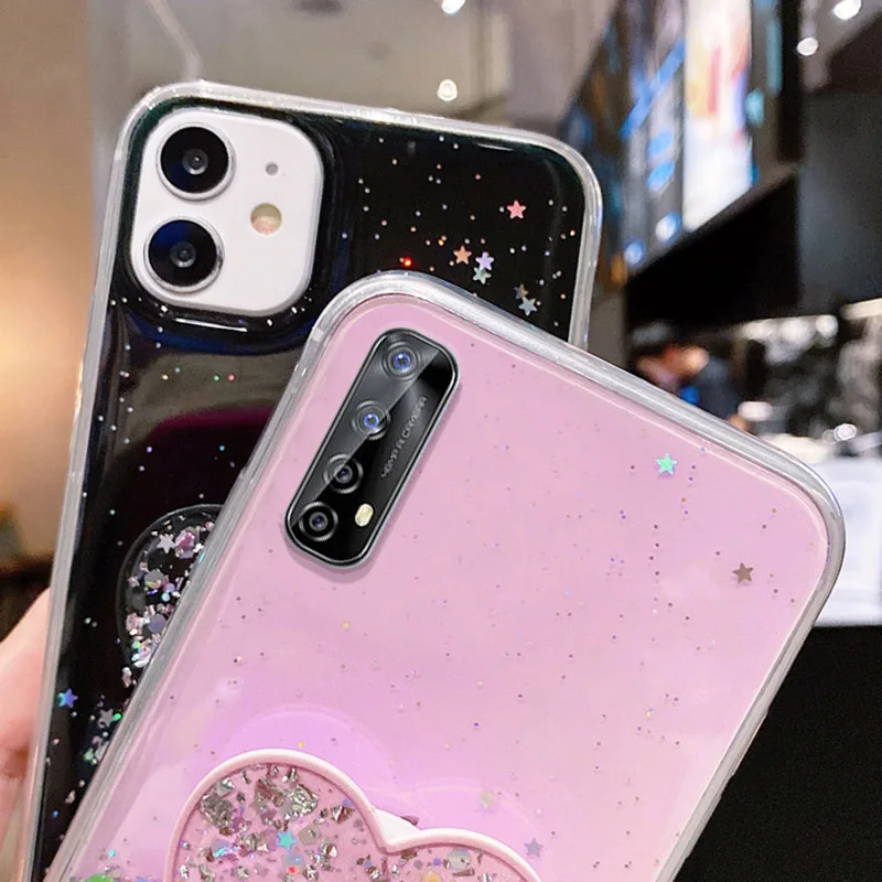 Realme 7 Pro Case Luxury Bling Glitter Case Cover For OPPO Reno 4 3 Pro Case Realme7 X7 5 3 Pro 6 C17 C15 C12 C11 7i Back Covers