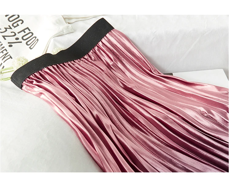 YuooMuoo Новая Осенняя бархатная плиссированная юбка с градиентом Женская эластичная элегантная юбка миди с высокой талией корейская модная женская юбка