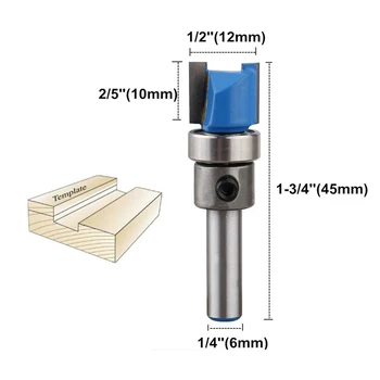 

1pc 1/4" Shank Mortise Trimming Cutter Alloy Template Flush Router Bit Woodworking Grove Cutter Hand Tool