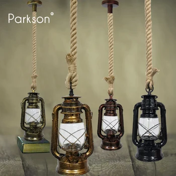 

Vintage Retro Loft Lamp Rope Lights 85-265V Socket E27 Kerosene Pendant Lights Hanging Rope Lamp Dining Room Industrial Decor