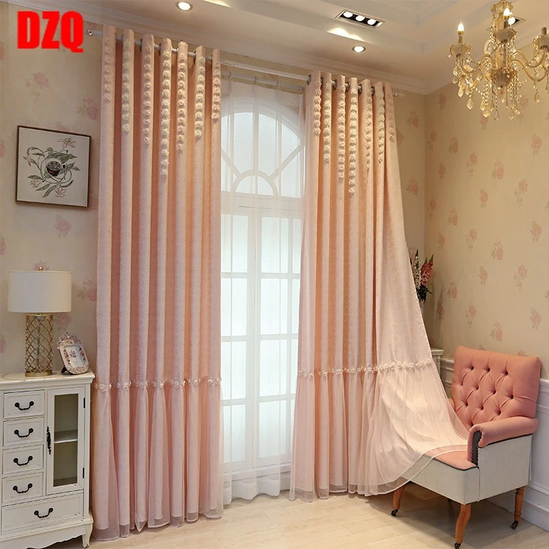 シンプルな女の子のプリンセスカーテン 韓国風 寝室の窓 リビングルーム 黒 Curtains Aliexpress