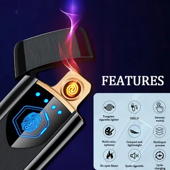 

ZIYLCO Mini USB Rechargeable Flameless Lighter with Double Side Ignition For Cigarette Candle With Charging Cable LED Display