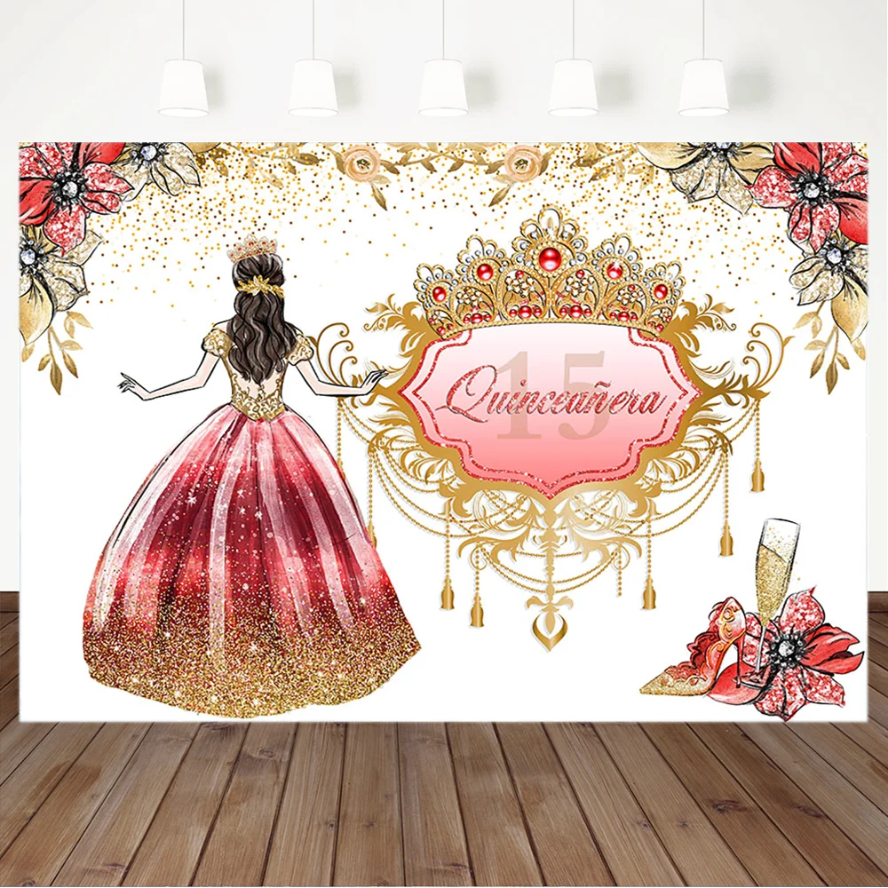 Счастливый 15th на день рождения фон крыльями розовые блестящие Quinceanera для девочек