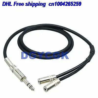 

DHL 10pcs 6.35mm stereo TRS to 2-way L+R 3.5mm mono TS cable 25FT adapter audio plug jack cable 22j