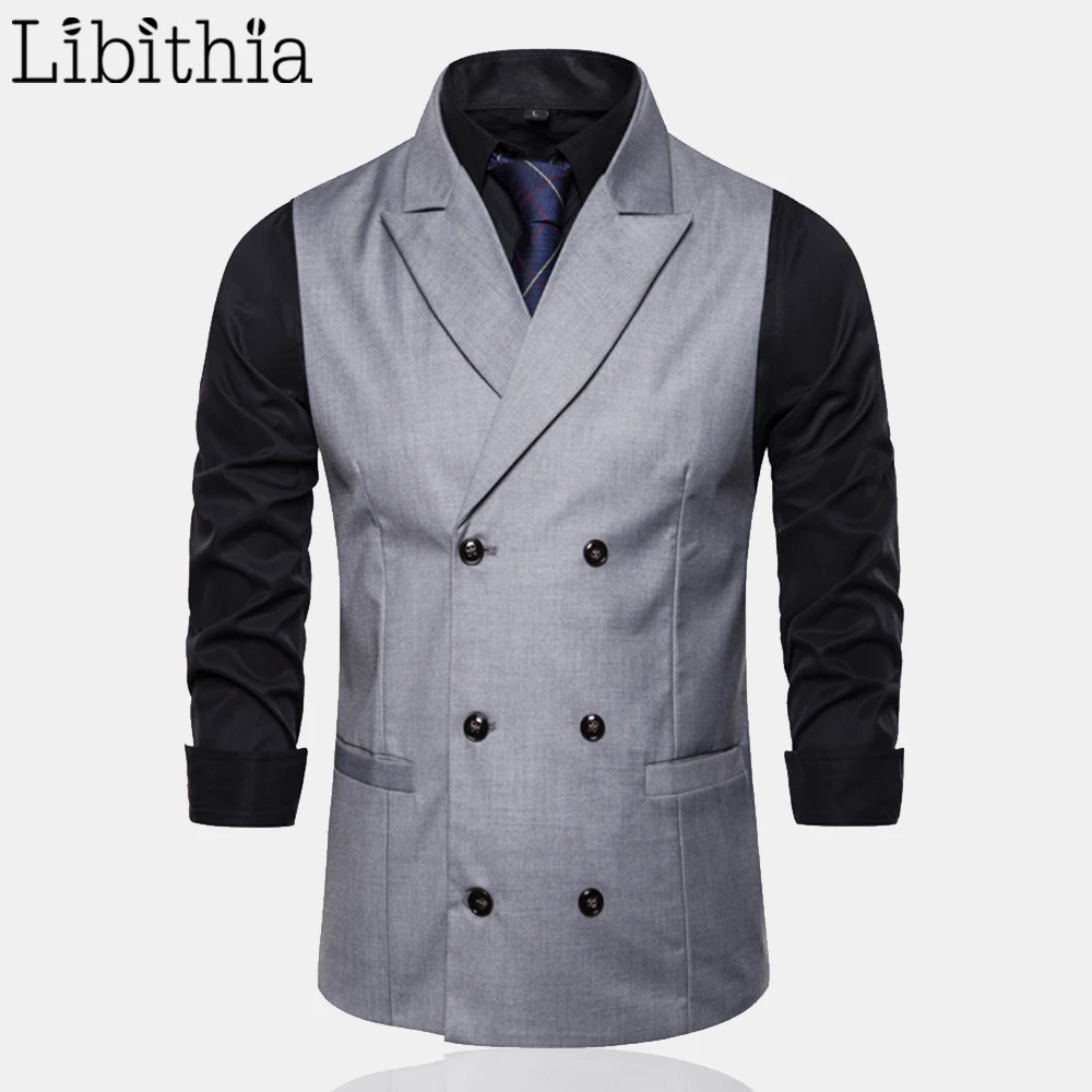 Мужской деловой костюм жилет Мужская осенняя одежда новинка 2019 цвет серый черный