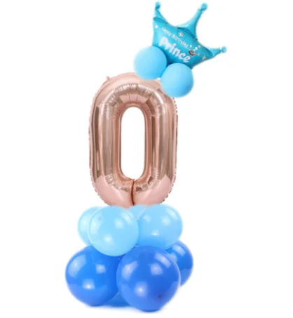 Blue 0 14 шт., костюм на день рождения, 1, 2, 3, 4, 5, 6, 7, 8, 9, 0, шар с цифрами, розовое золото, колонна, Золотая Корона, шары на день рождения, вечерние шары - Цвет: Blue 0
