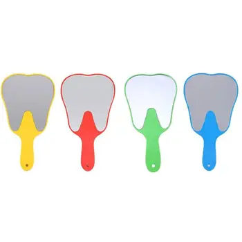 

Cute Tooth Shape Handle Dental Mirror Unbreakable Oral Teeth Handy Mirror Plastic Makeup Mirror Oral Care Hygiene Tool