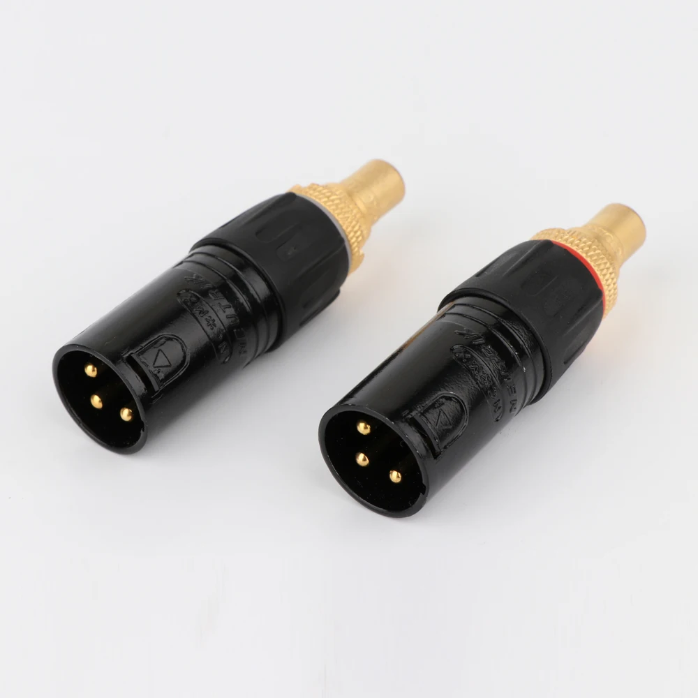 2pcs NEUTRIK Позолоченный XLR к RCA штекер Адаптер Золотой сбалансированный кабель